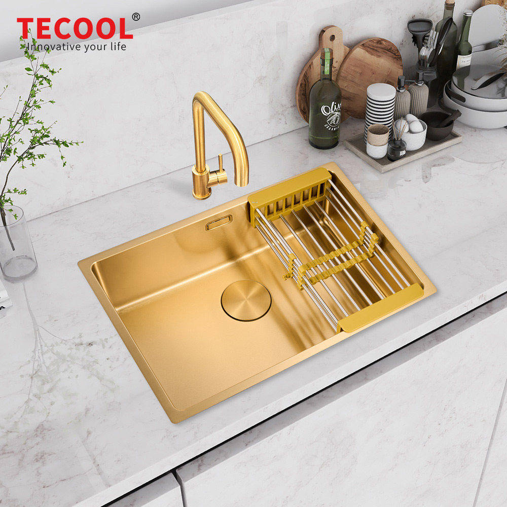 SG-6444AR1-GD SUS304 stainless steel kitchen sink stretch-formed single bowl