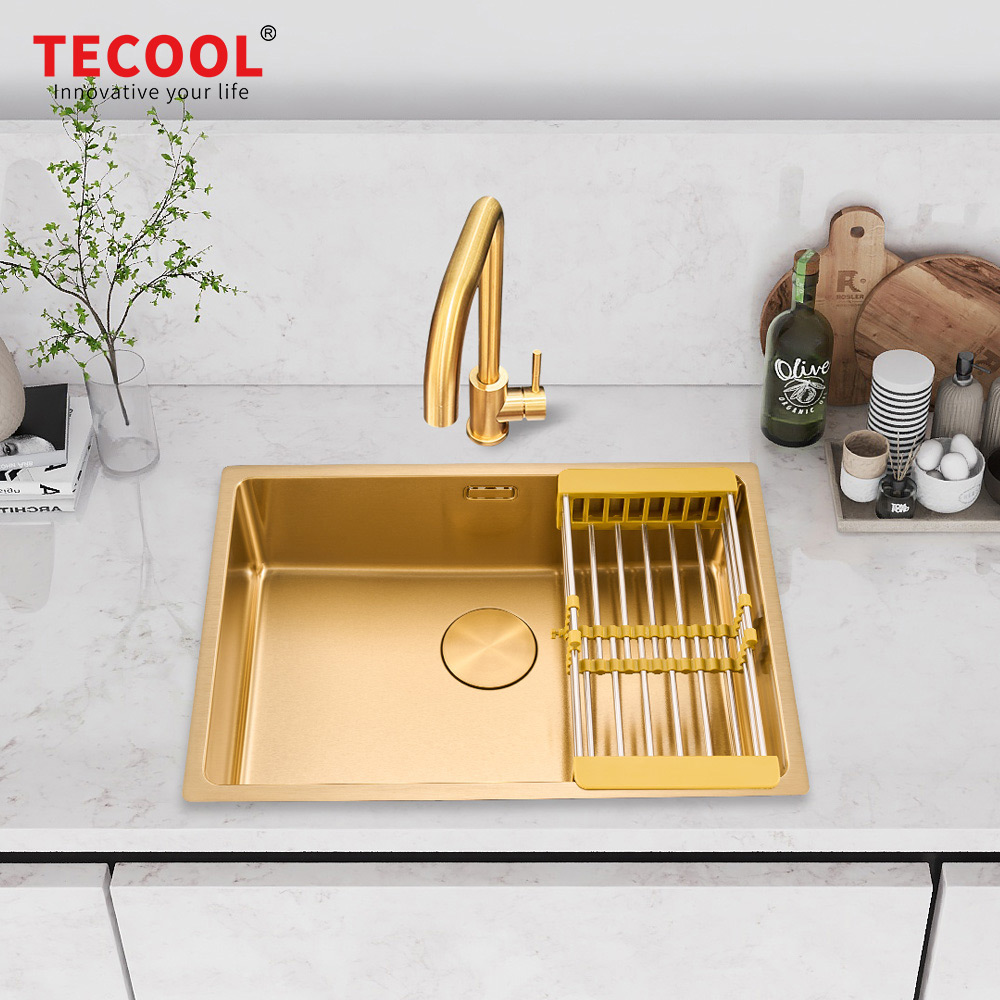 SG-6444AR1-GD SUS304 stainless steel kitchen sink stretch-formed single bowl