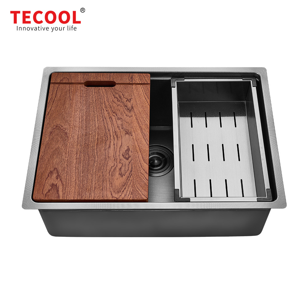 SG-6448AR1-BK SUS304 stainless steel kitchen sink stretch-formed single bowl