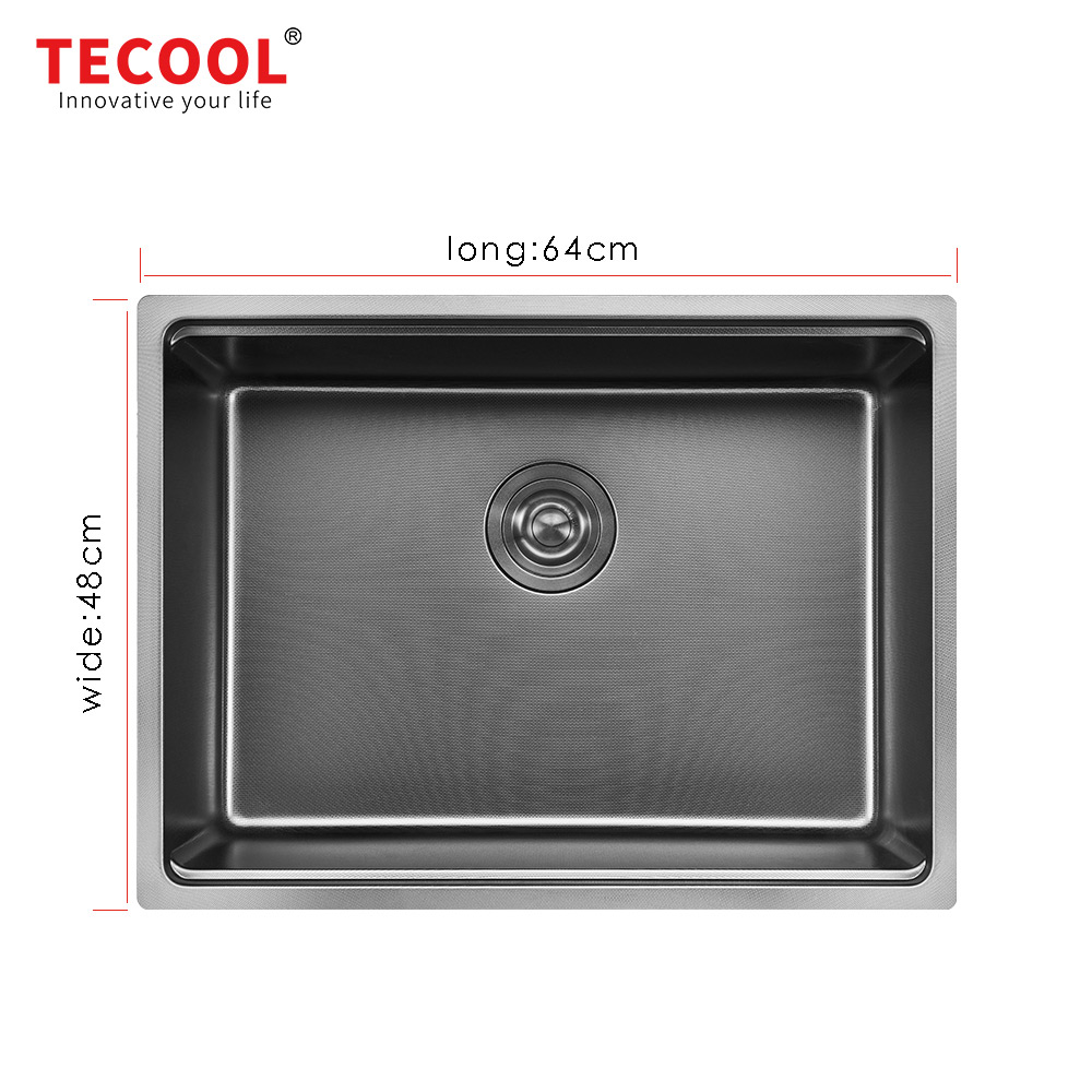 SG-6448AR1-BK SUS304 stainless steel kitchen sink stretch-formed single bowl