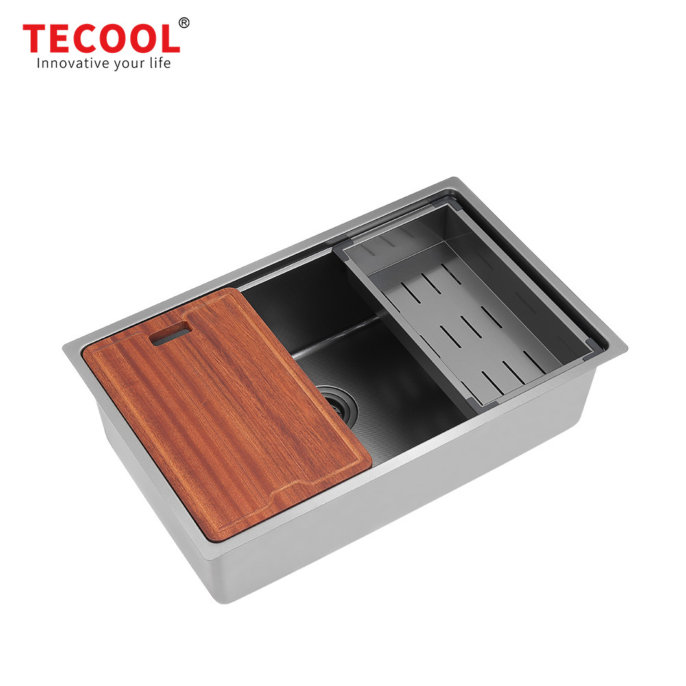 SG-7648AR1-BK SUS304 stainless steel kitchen sink stretch-formed single bowl