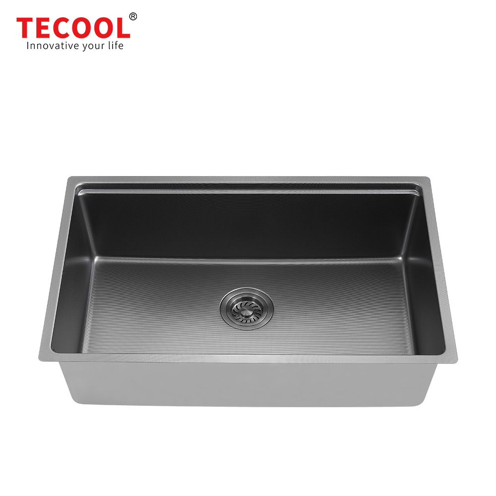 SG-7648AR1-BK SUS304 stainless steel kitchen sink stretch-formed single bowl