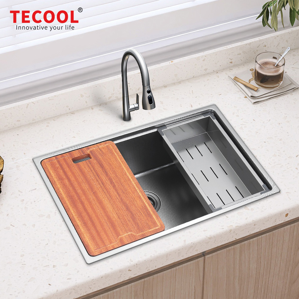 SG-7648AR1-BK SUS304 stainless steel kitchen sink stretch-formed single bowl