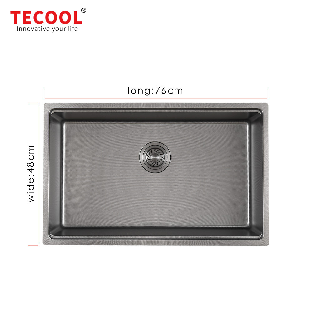 SG-7648AR1-BK SUS304 stainless steel kitchen sink stretch-formed single bowl