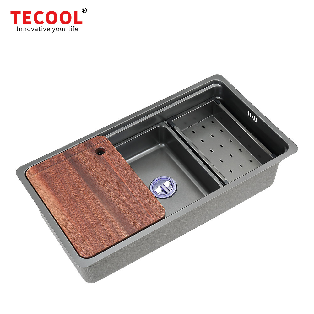 SG-7843AR1-BK SUS304 stainless steel kitchen sink stretch-formed single bowl