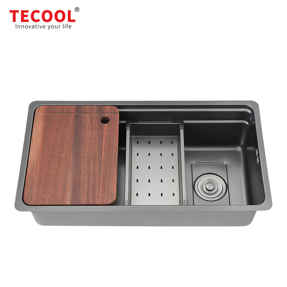 SG-7843AR1-BK SUS304 stainless steel kitchen sink stretch-formed single bowl