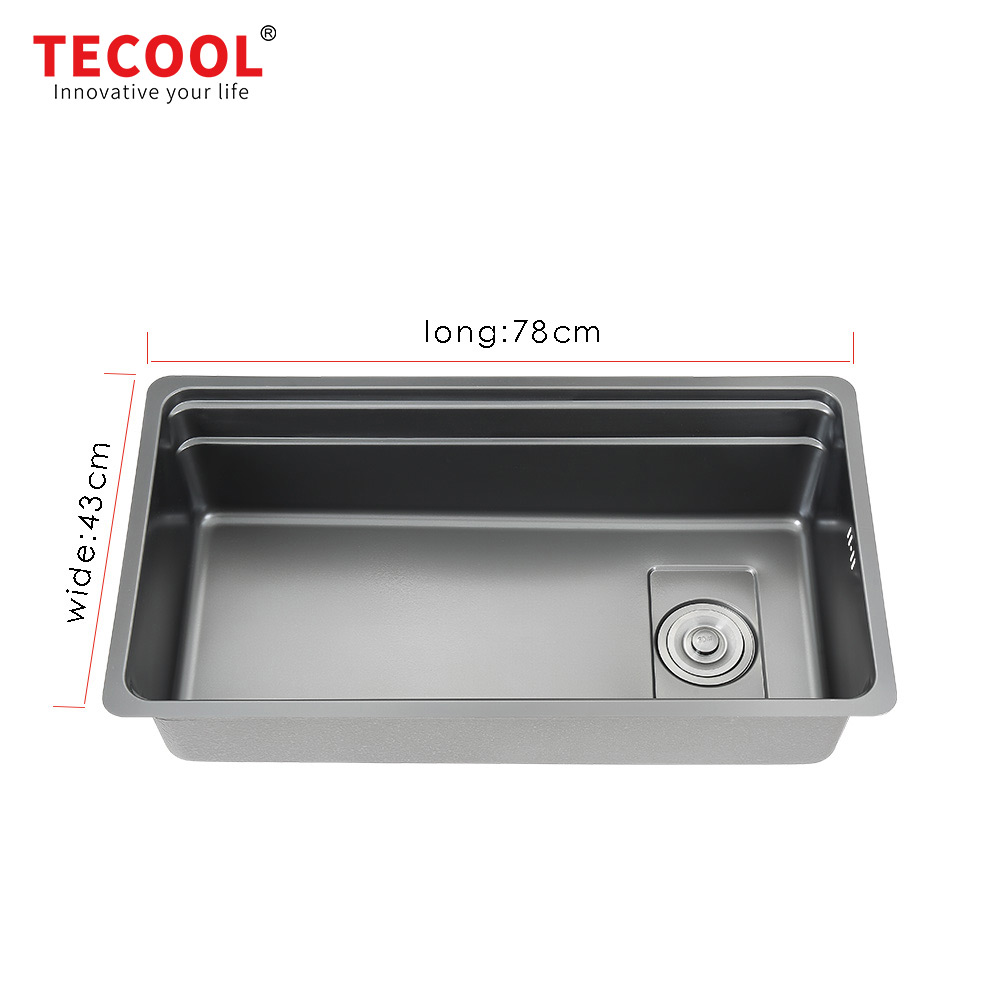 SG-7843AR1-BK SUS304 stainless steel kitchen sink stretch-formed single bowl