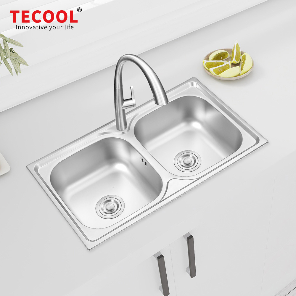 SG-8046B1 SUS304 stainless steel kitchen sink stretch-formed double bowl