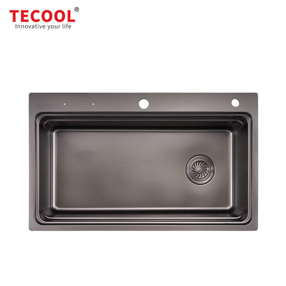 SG-8048AR1-BK SUS304 stainless steel kitchen sink stretch-formed single bowl