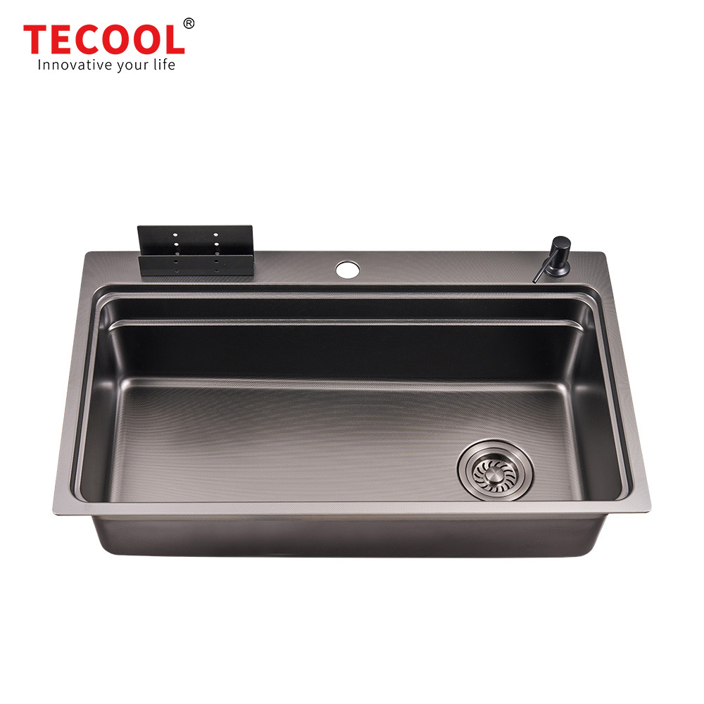 SG-8048AR1-BK SUS304 stainless steel kitchen sink stretch-formed single bowl