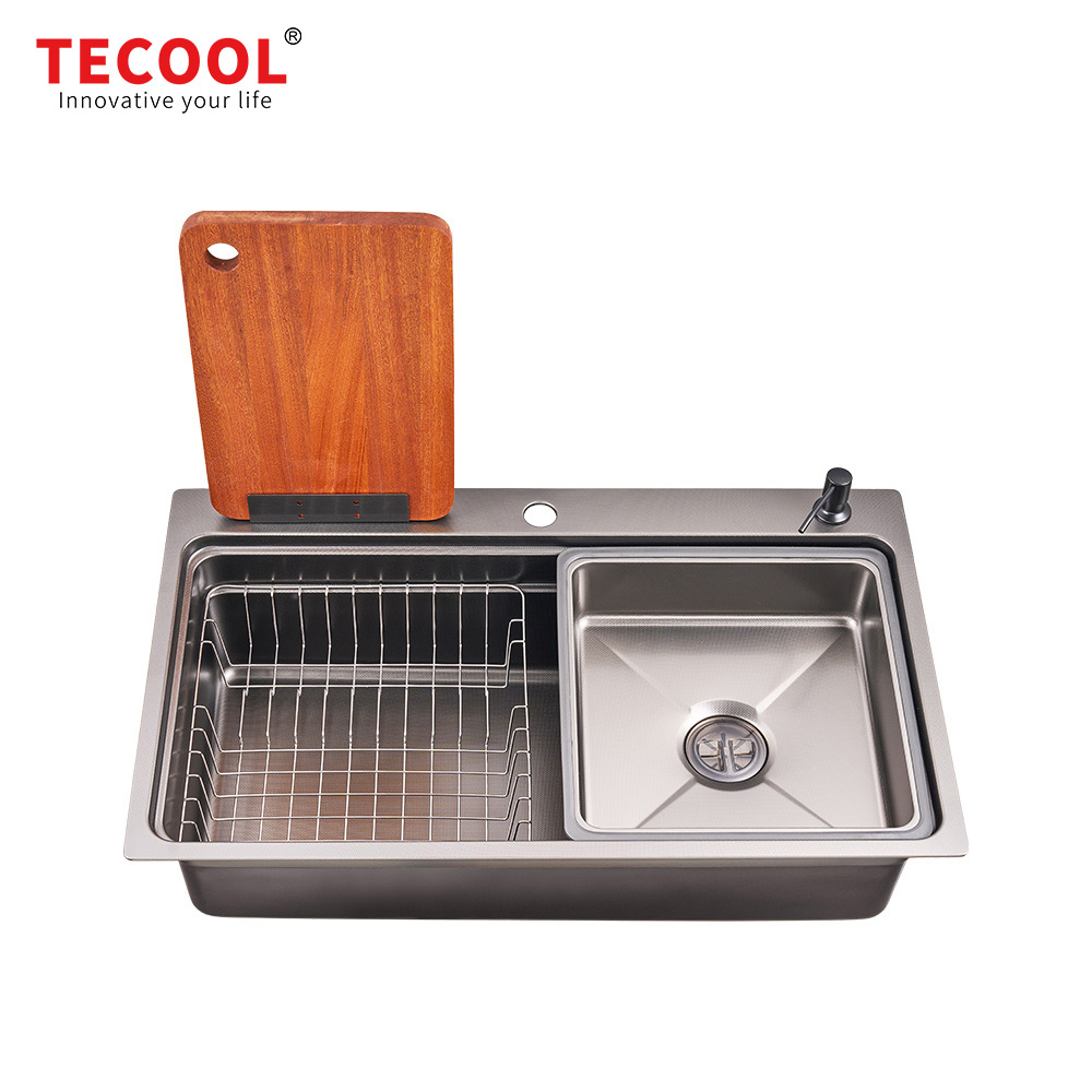 SG-8048AR1-BK SUS304 stainless steel kitchen sink stretch-formed single bowl