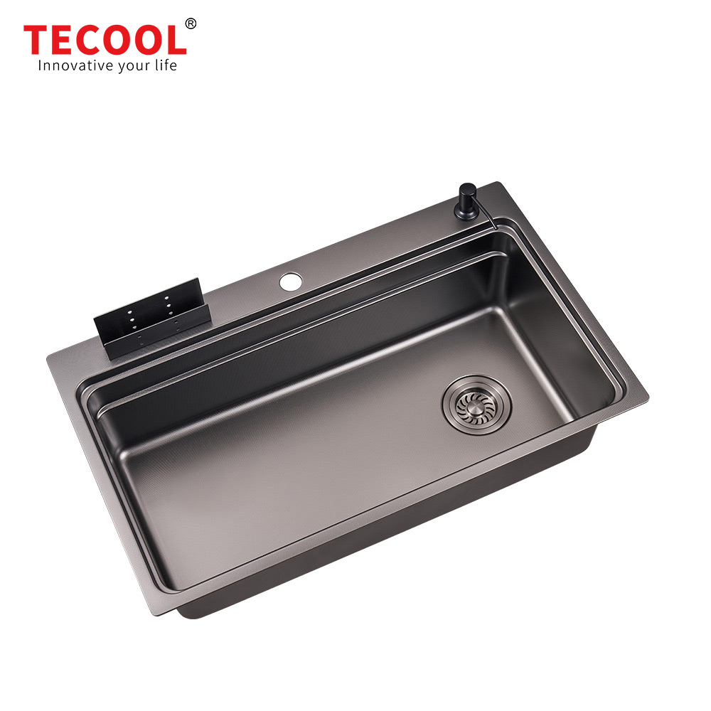 SG-8048AR1-BK SUS304 stainless steel kitchen sink stretch-formed single bowl