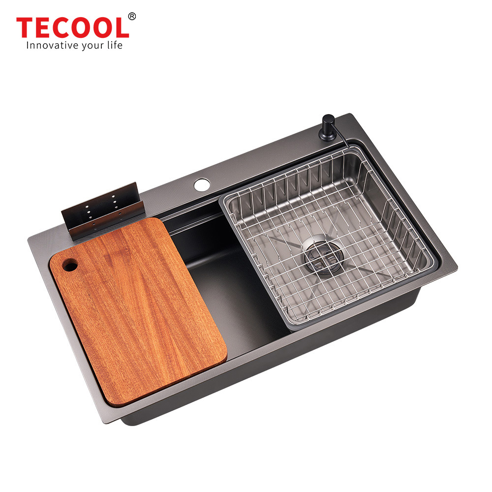 SG-8048AR1-BK SUS304 stainless steel kitchen sink stretch-formed single bowl