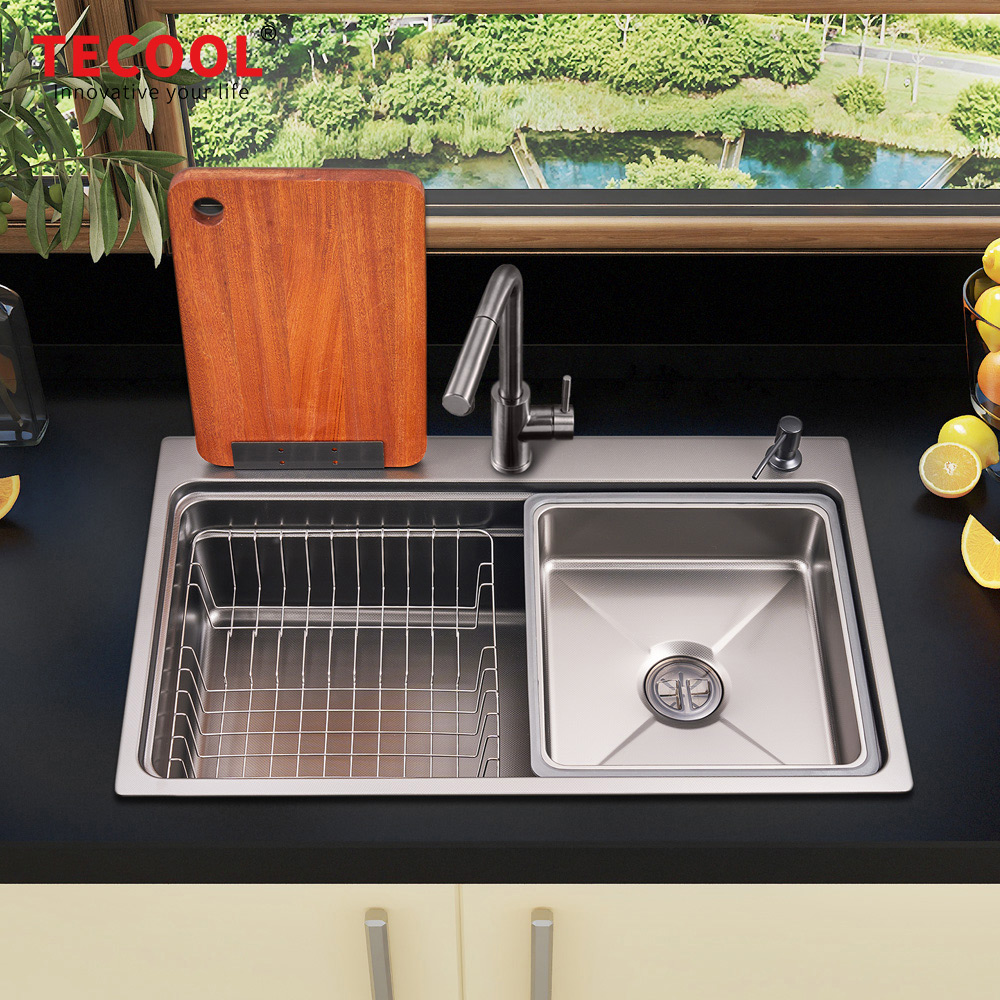 SG-8048AR1-BK SUS304 stainless steel kitchen sink stretch-formed single bowl