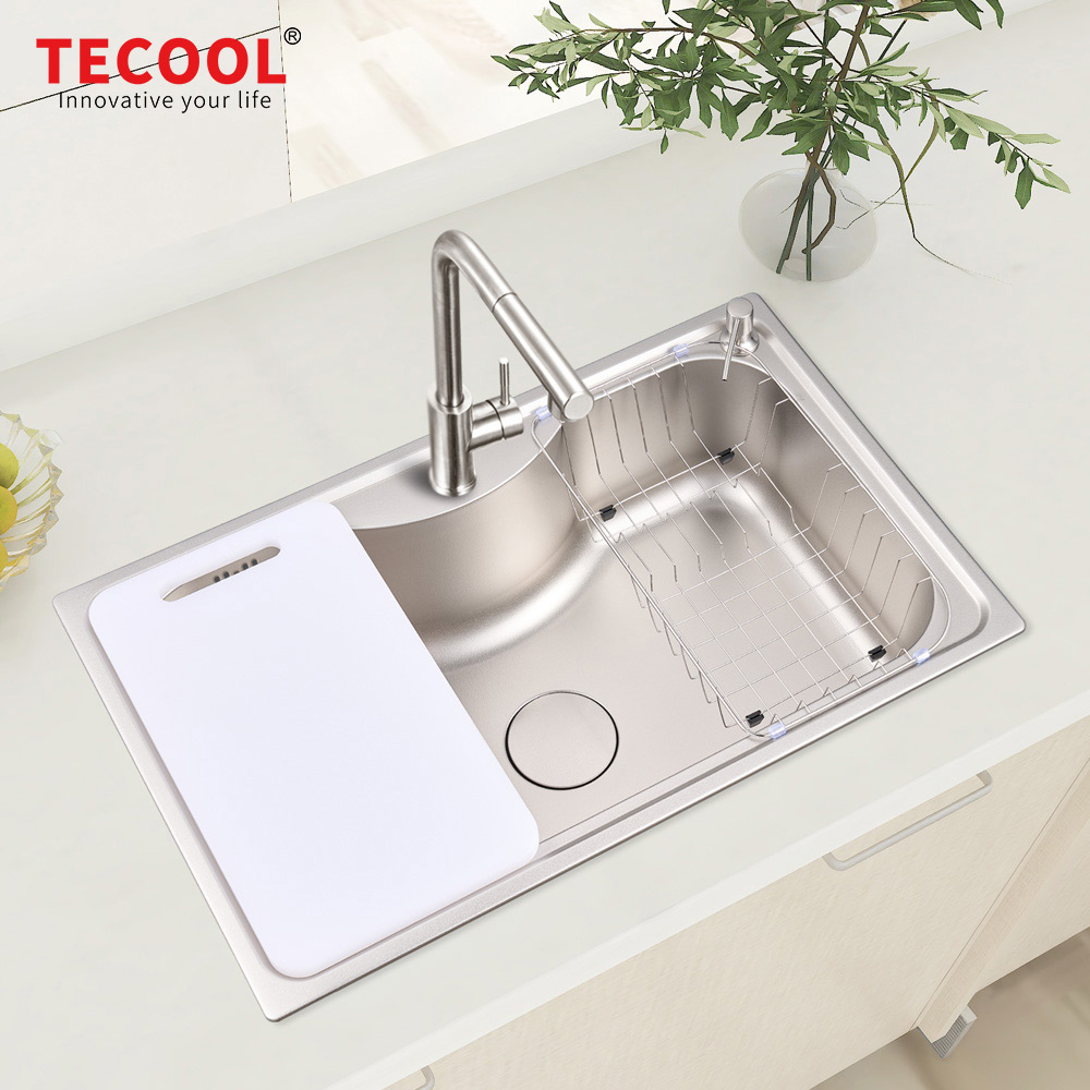 SG-8050A1-SV SUS304 stainless steel kitchen sink stretch-formed single bowl