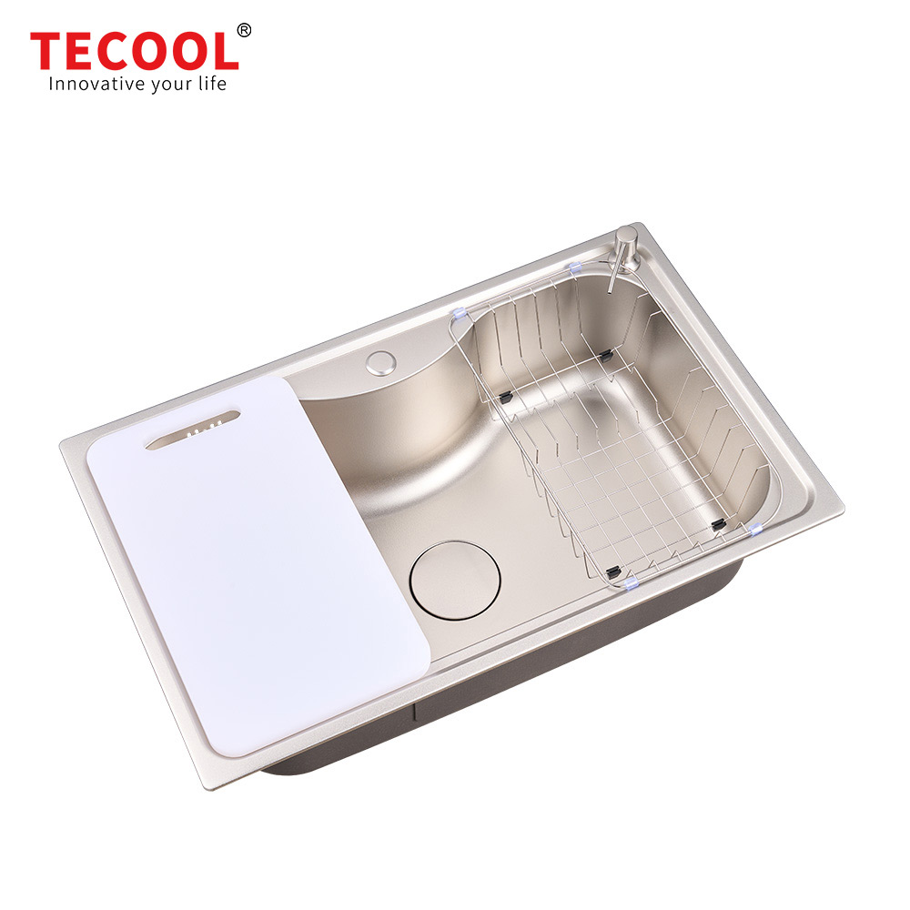 SG-8050A1-SV SUS304 stainless steel kitchen sink stretch-formed single bowl