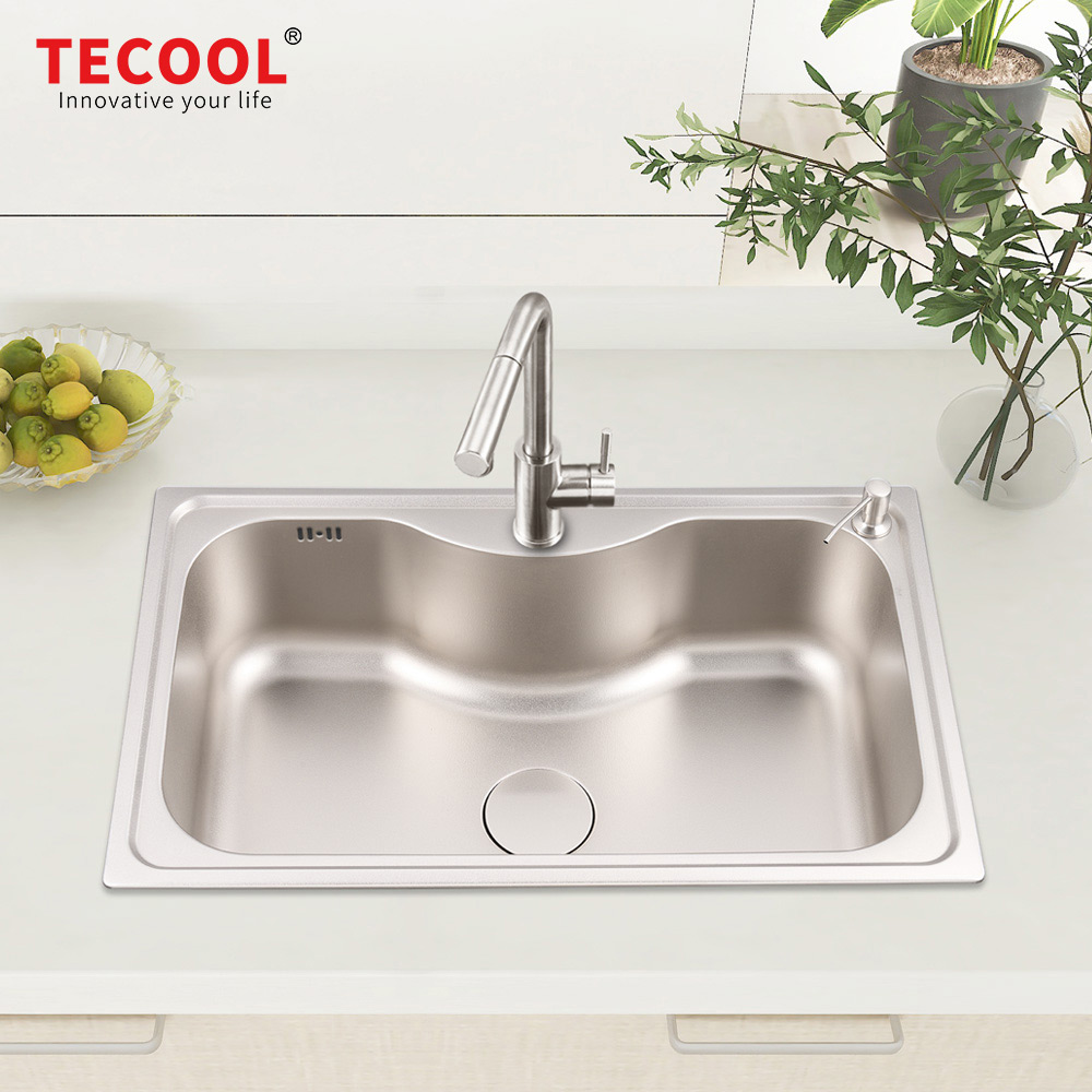 SG-8050A1-SV SUS304 stainless steel kitchen sink stretch-formed single bowl