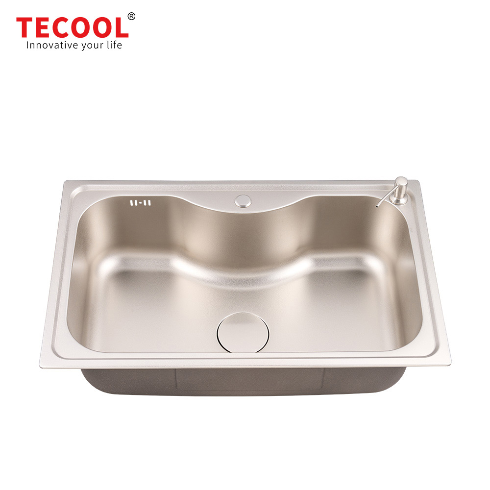 SG-8050A1-SV SUS304 stainless steel kitchen sink stretch-formed single bowl