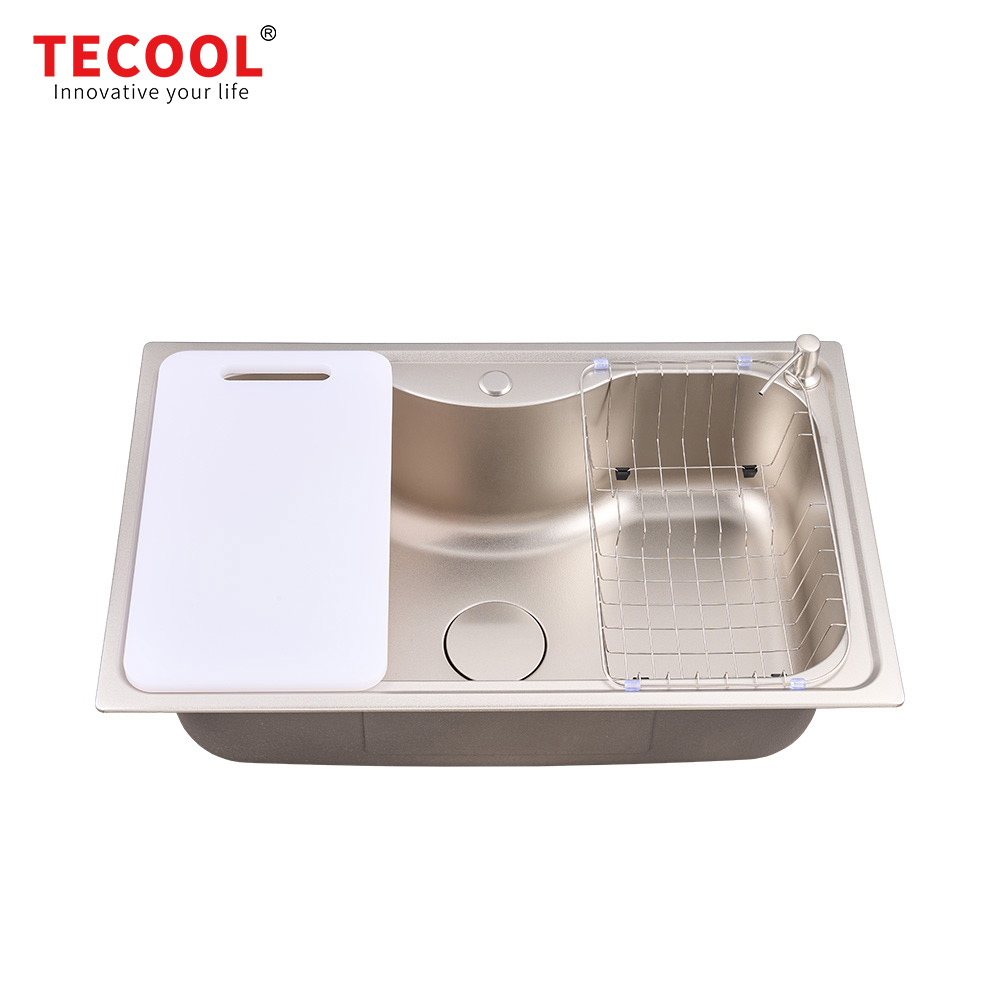 SG-8050A1-SV SUS304 stainless steel kitchen sink stretch-formed single bowl