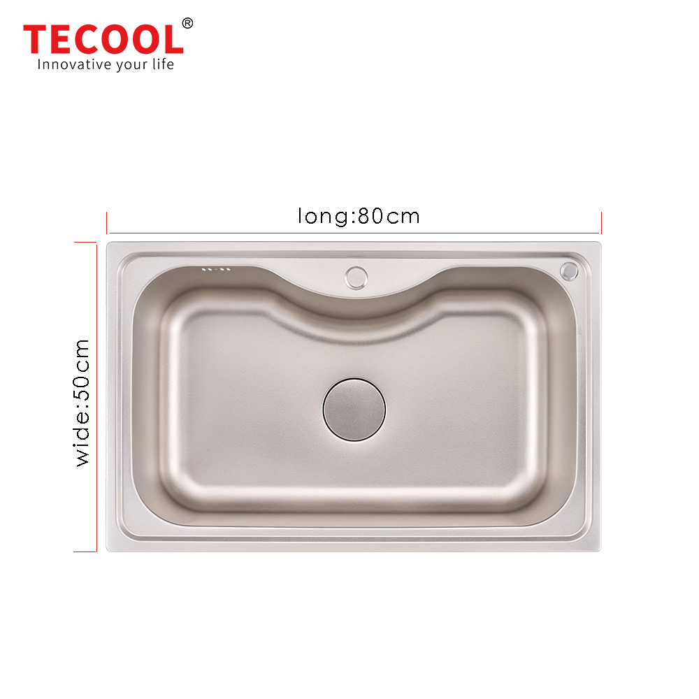 SG-8050A1-SV SUS304 stainless steel kitchen sink stretch-formed single bowl