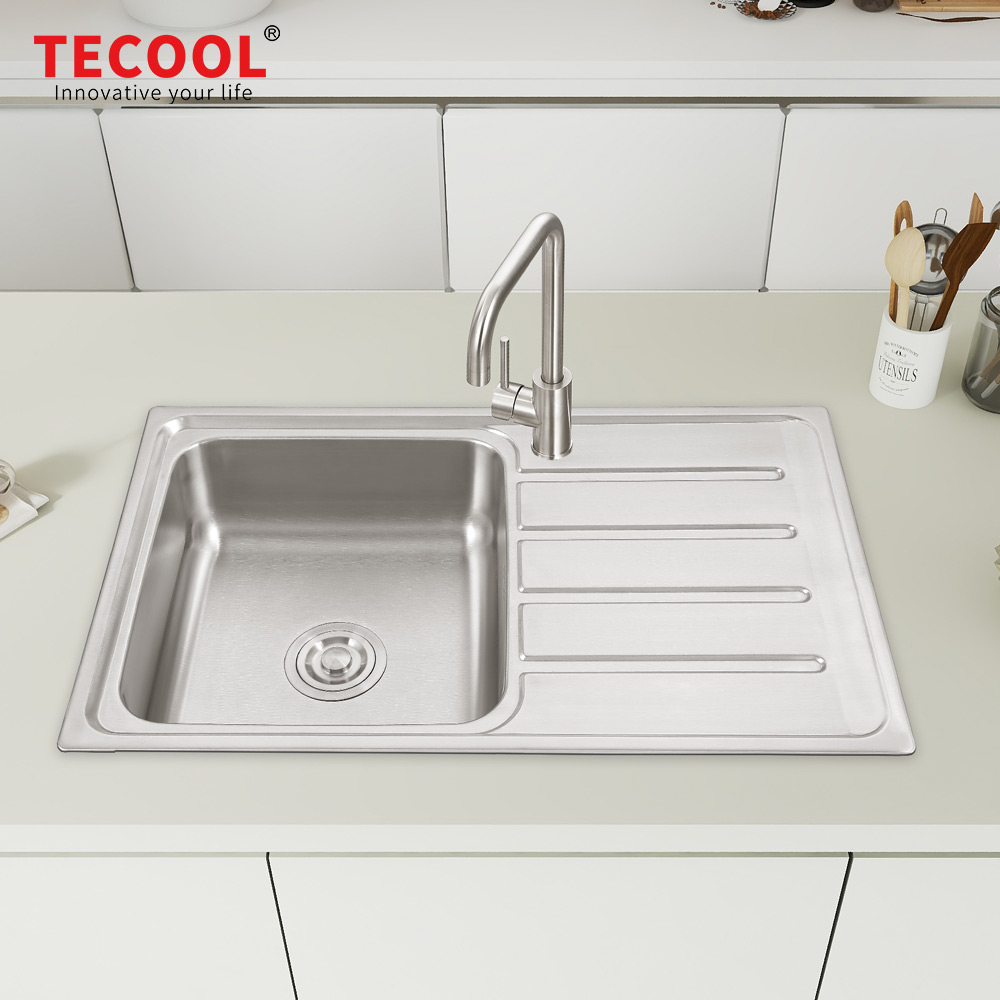 SG-8050CR1 SUS304 stainless steel kitchen sink stretch-formed single bowl