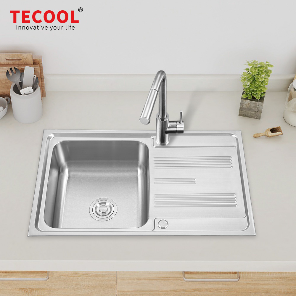 SG-8050CR2 SUS304 stainless steel kitchen sink stretch-formed single bowl