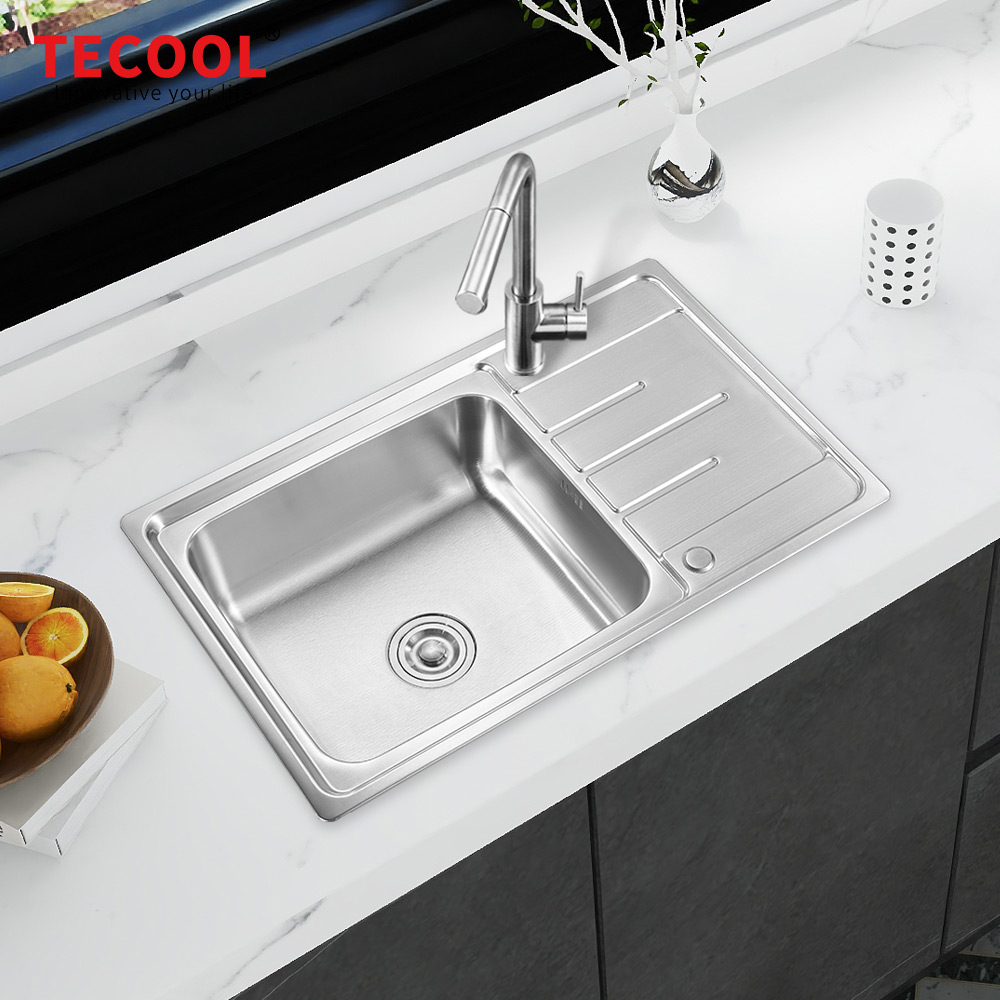 SG-8050CR3 SUS304 stainless steel kitchen sink stretch-formed single bowl