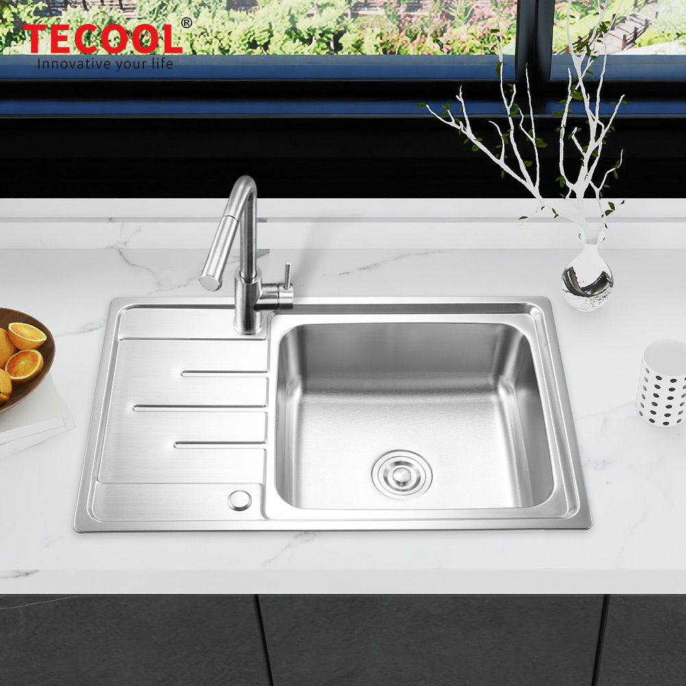 SG-8050CR3 SUS304 stainless steel kitchen sink stretch-formed single bowl