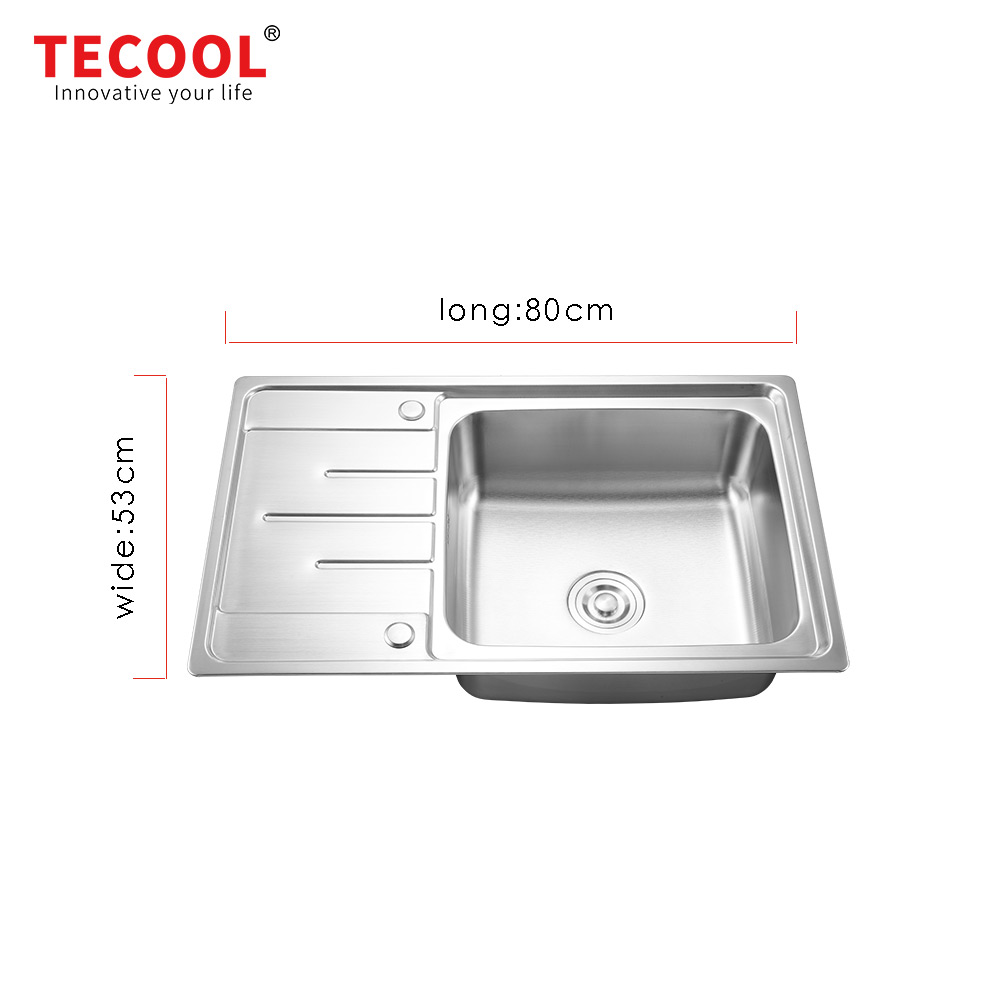 SG-8050CR3 SUS304 stainless steel kitchen sink stretch-formed single bowl