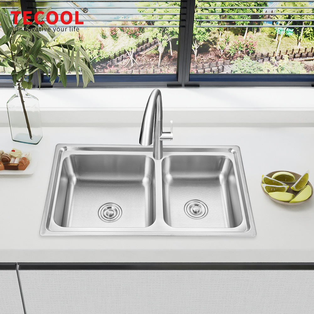 SG-8650BR1 SUS304 stainless steel kitchen sink stretch-formed double bowl