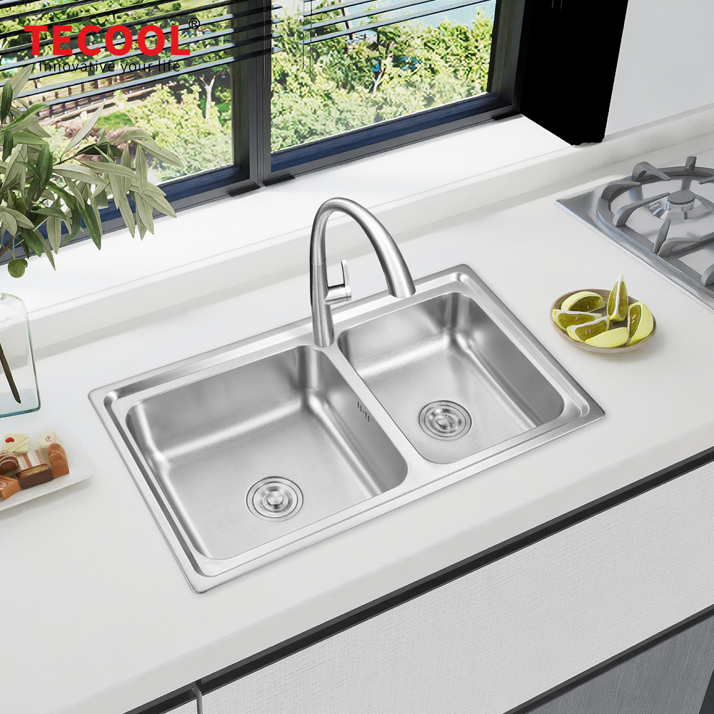 SG-8650BR1 SUS304 stainless steel kitchen sink stretch-formed double bowl