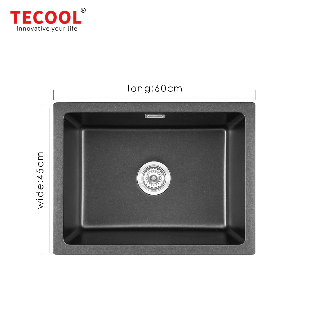 SG-G6045US-BK TECOOL Undermount single Bowl Granite Composite Kitchen Sink