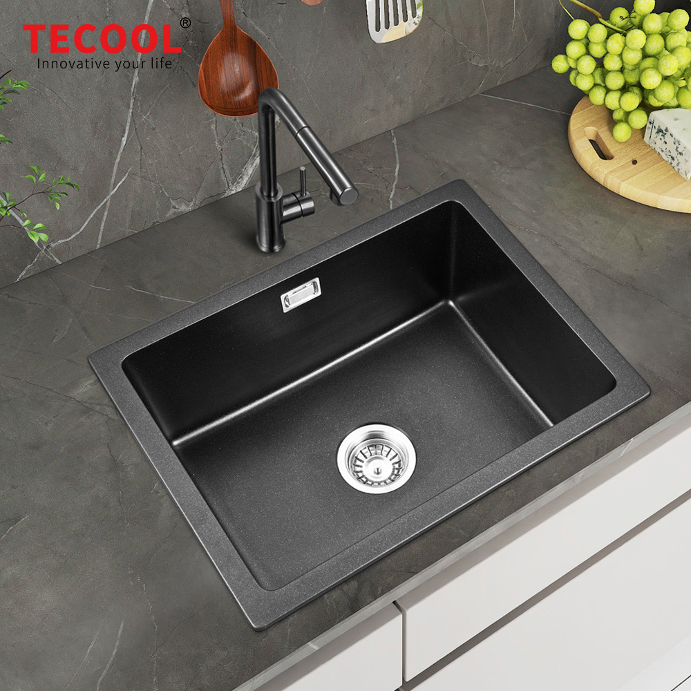SG-G6045US-BK TECOOL Undermount single Bowl Granite Composite Kitchen Sink