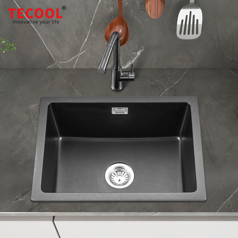 SG-G6045US-BK TECOOL Undermount single Bowl Granite Composite Kitchen Sink