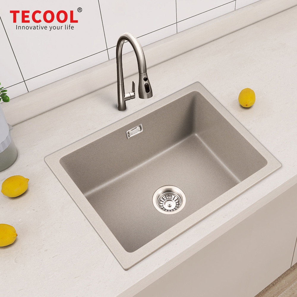 SG-G6045US-LG TECOOL Undermount single Bowl Granite Composite Kitchen Sink