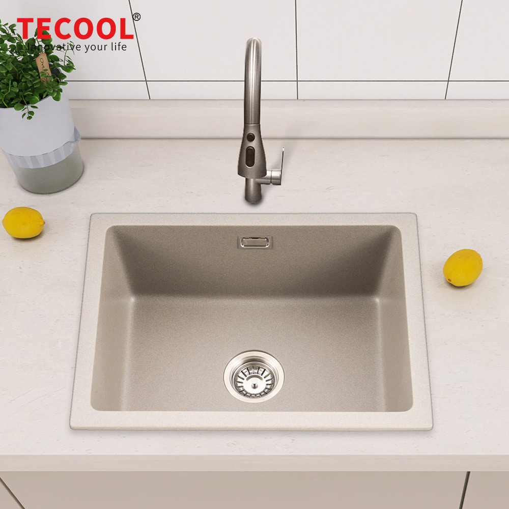 SG-G6045US-LG TECOOL Undermount single Bowl Granite Composite Kitchen Sink