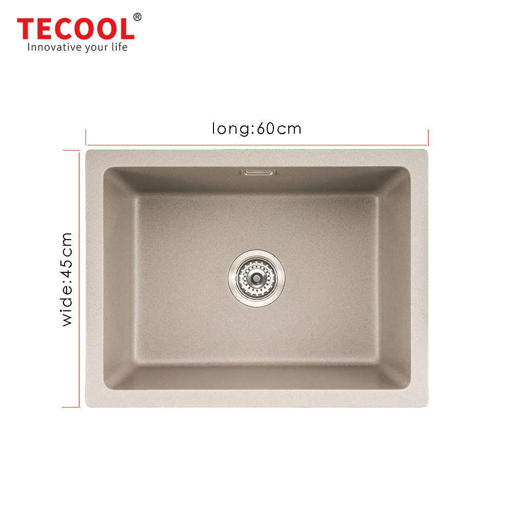 SG-G6045US-LG TECOOL Undermount single Bowl Granite Composite Kitchen Sink