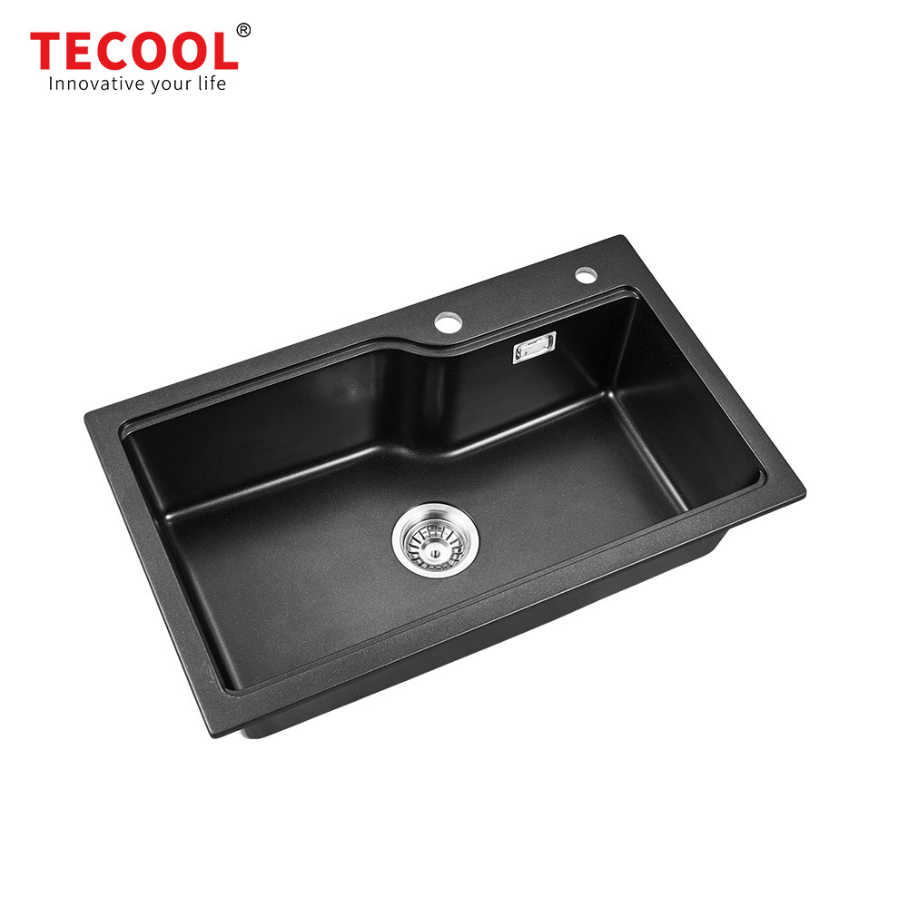 SG-G7545TS-BK TEGAO Topmount single Bowl Granite Composite Kitchen Sink