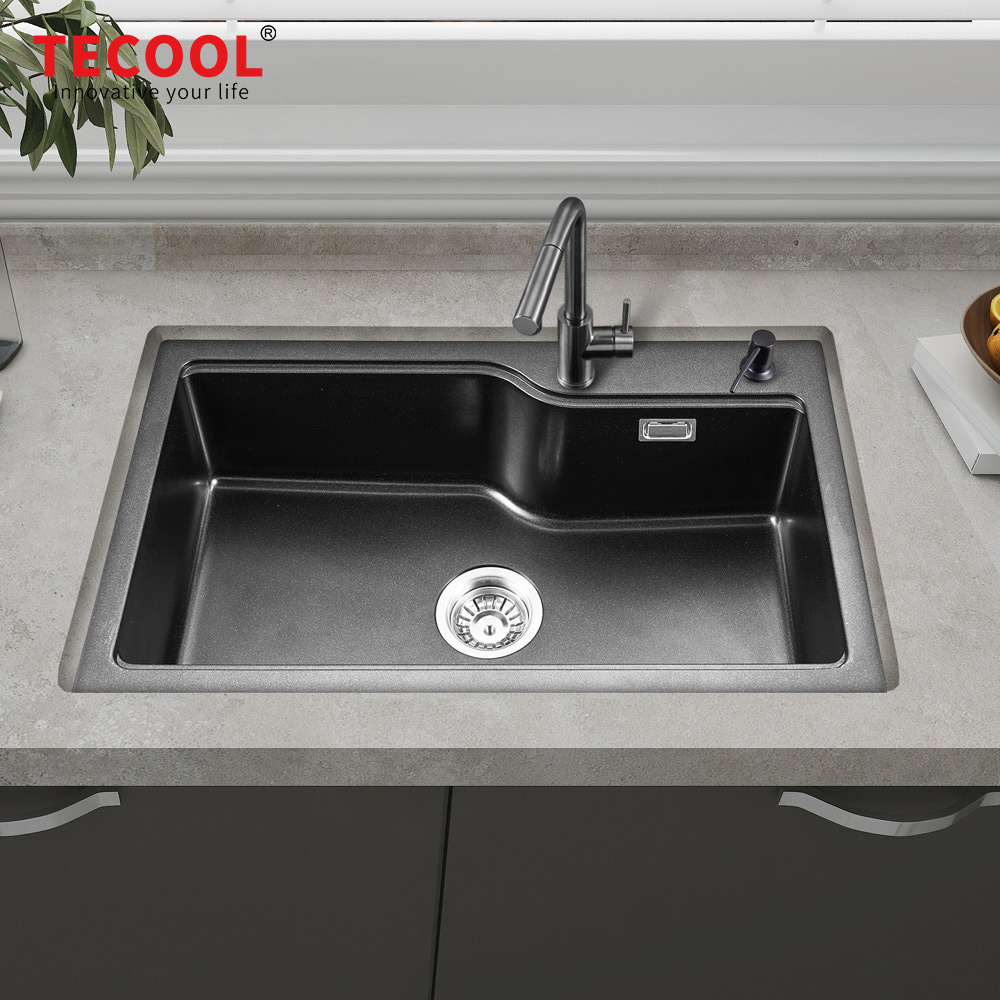 SG-G7545TS-BK TEGAO Topmount single Bowl Granite Composite Kitchen Sink