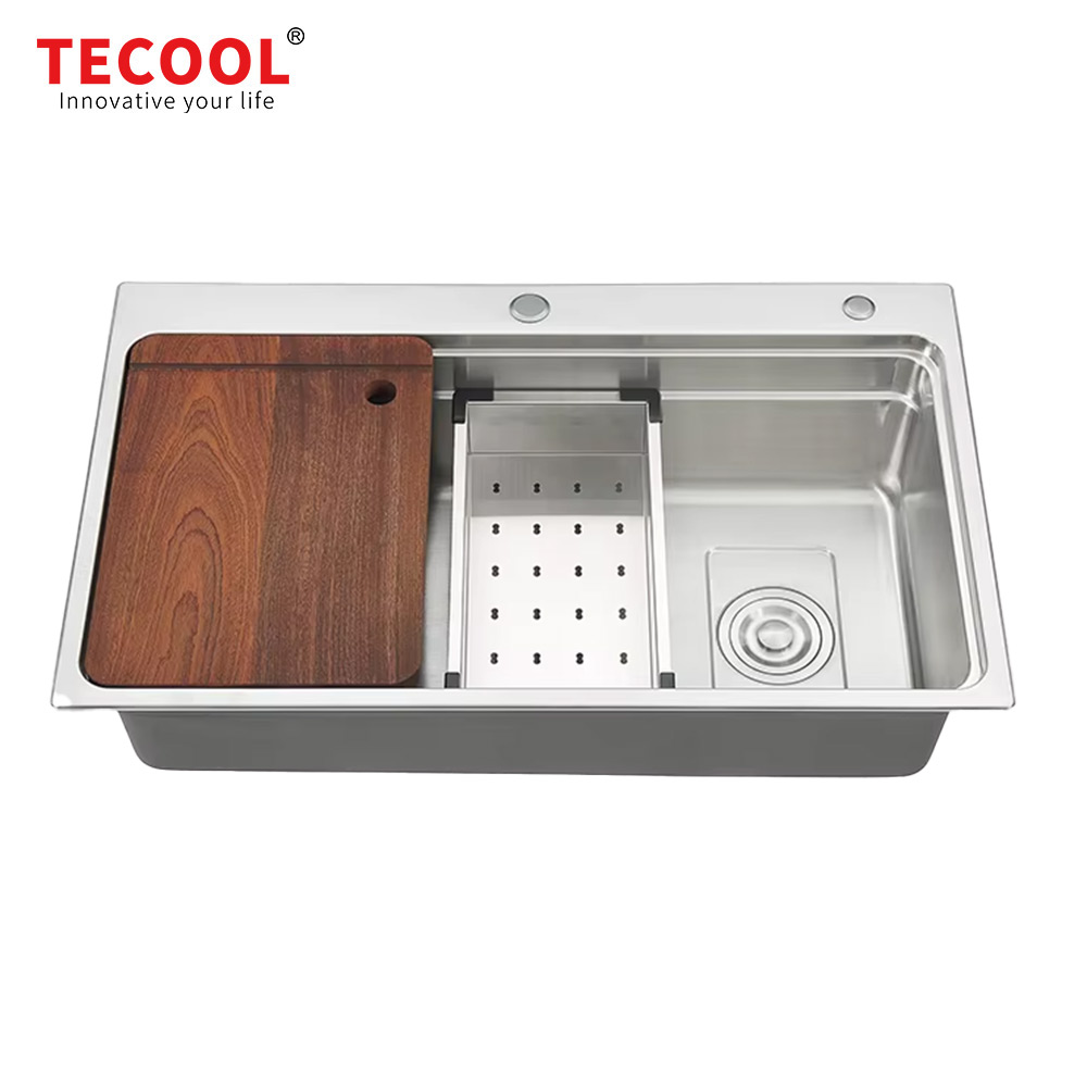 SUS304 SG-8048AR1 Stainless Steel Multi-Function Rectangular Above Counter With Faucet Installation Type Press Kitchen Sink