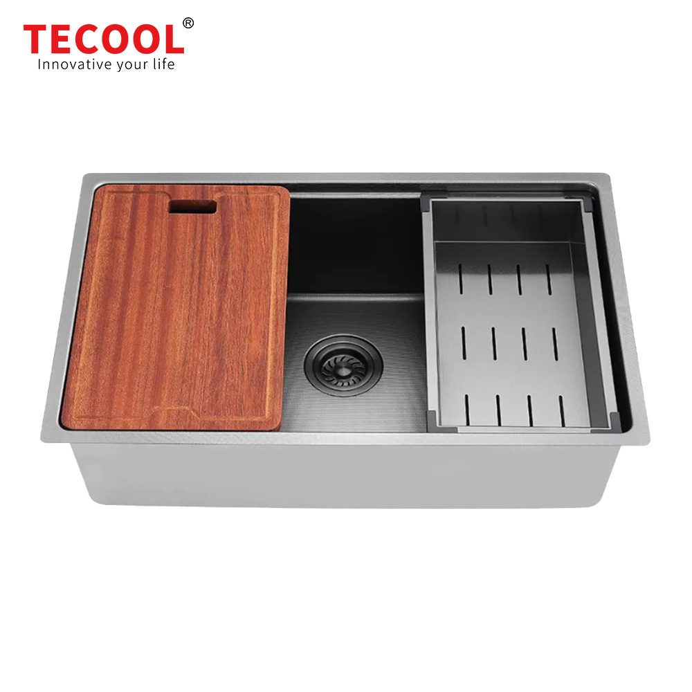 SG-7648AR1-EBBK Durable Scratch-Resistant Kitchen Sink Durable SUS304 Undermount Design Without Faucet Stainless Steel Pressed Kitchen Sink