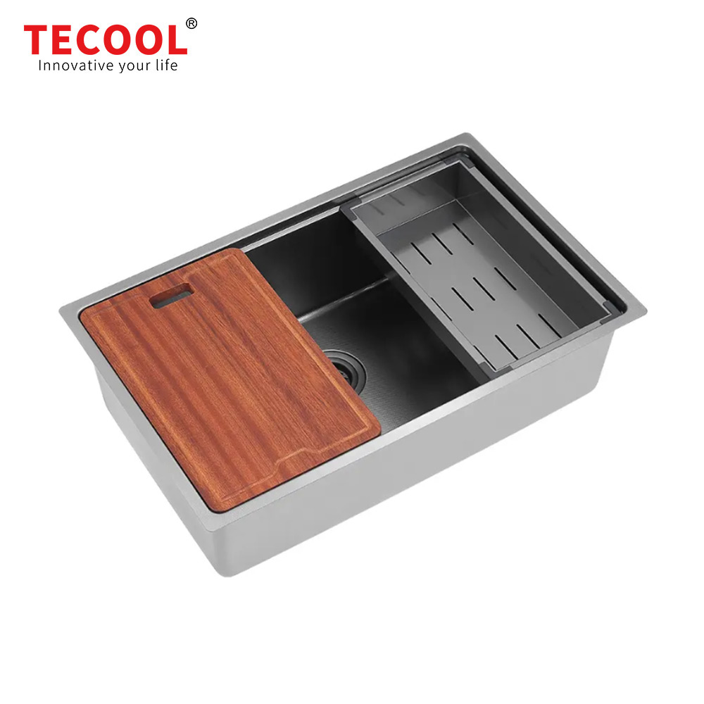 SG-7648AR1-EBBK Durable Scratch-Resistant Kitchen Sink Durable SUS304 Undermount Design Without Faucet Stainless Steel Pressed Kitchen Sink