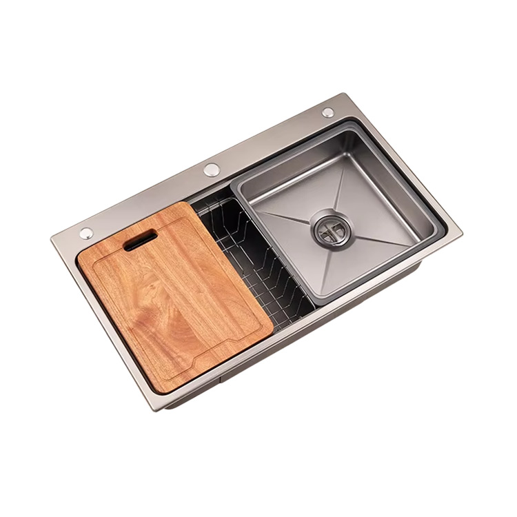 High-End SUS304 Stainless Steel Multi-Function Single Bowl Sink Set With Colander and Soap Dispenser
