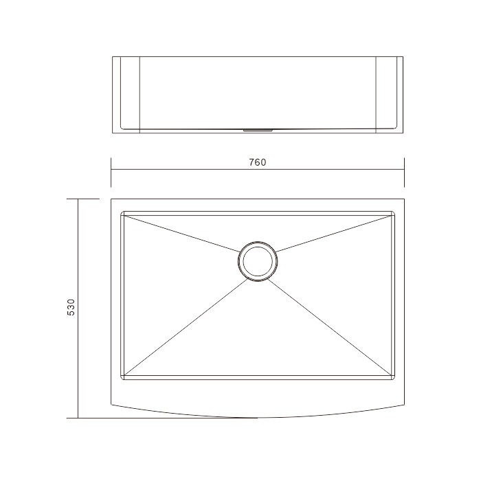 H-7653TSW Handmade Single Bowl Stainless Steel Apron Front Farmhouse Kitchen Sink