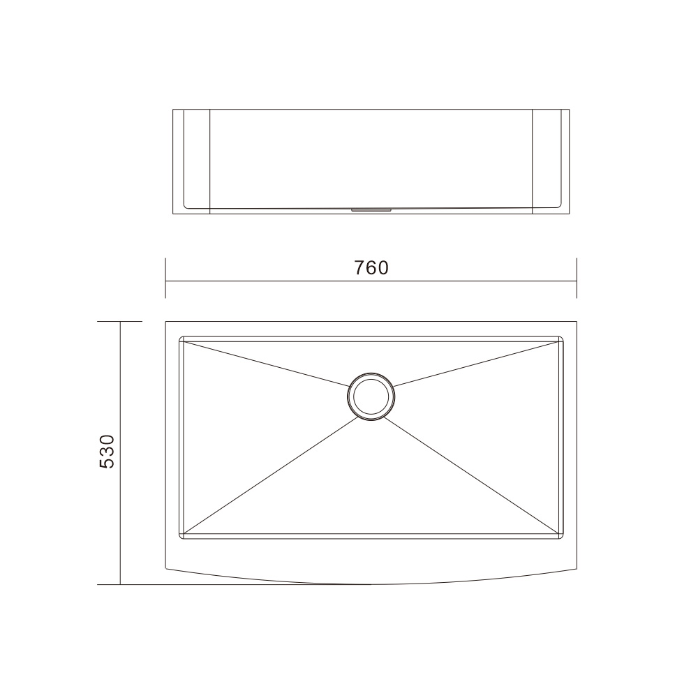 H-7653TSW-BK Handmade Single Bowl Stainless Steel Apron Front Farmhouse Kitchen Sink