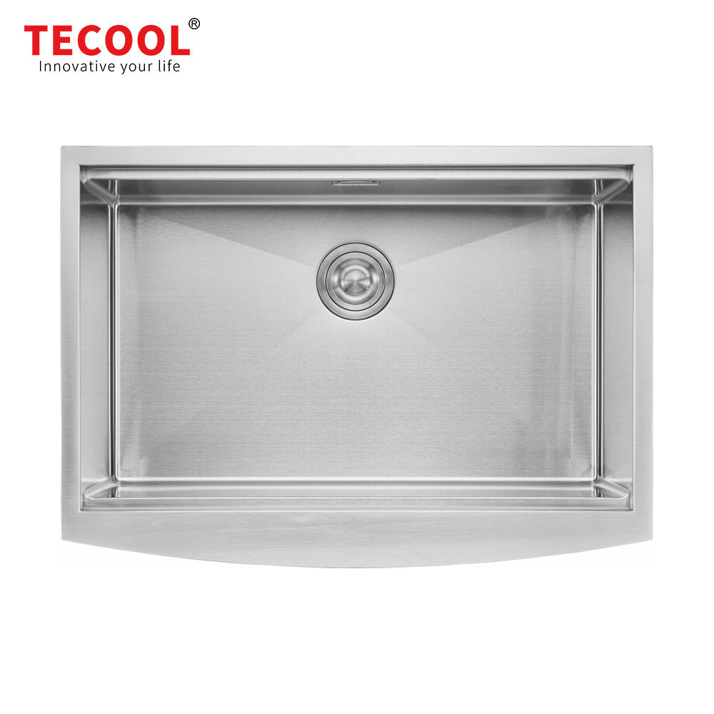 H-7653TSW Handmade Single Bowl Stainless Steel Apron Front Farmhouse Kitchen Sink