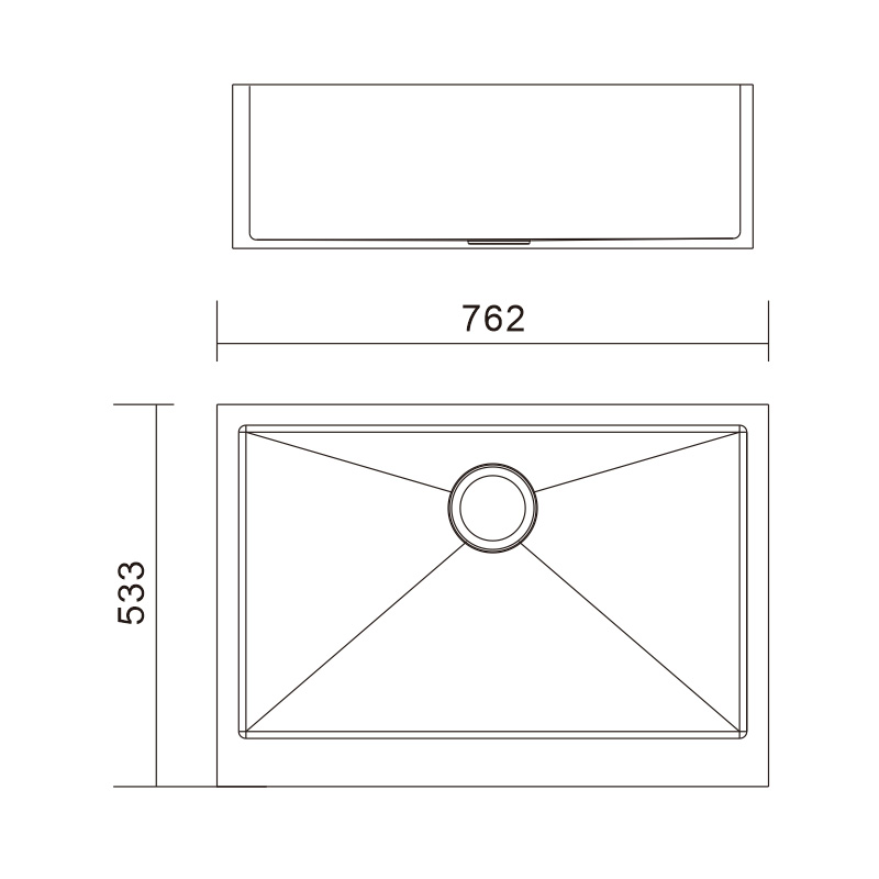H-7653TSW2 Handmade Single Bowl Stainless Steel Apron Front Farmhouse Kitchen Sink