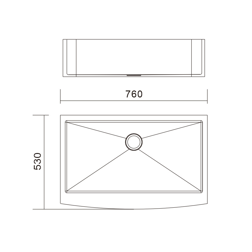 H-7653TSW3-BK Handmade Single Bowl Stainless Steel Apron Front Farmhouse Kitchen Sink