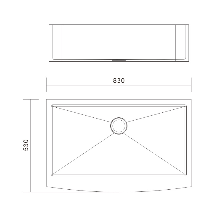 H-8353TSW Handmade Single Bowl Stainless Steel Apron Front Farmhouse Kitchen Sink