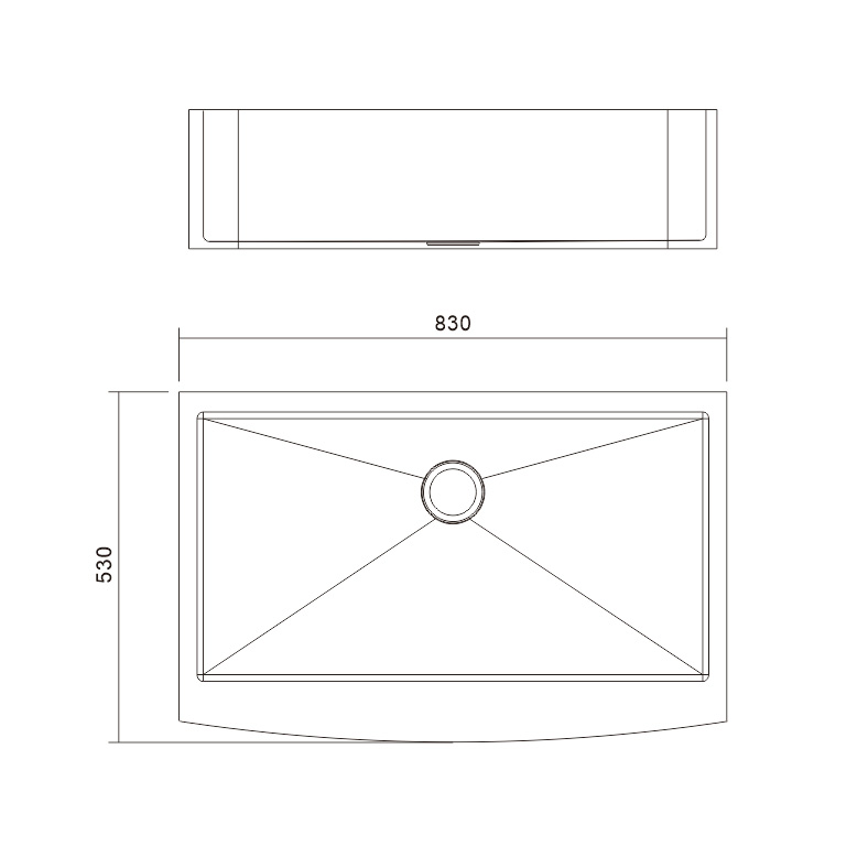 H-8353TSW-BK Handmade Single Bowl Stainless Steel Apron Front Farmhouse Kitchen Sink